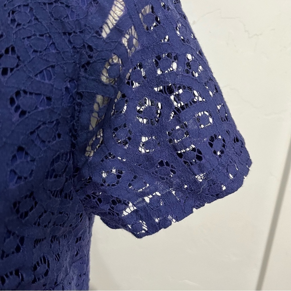 J. Crew Factory Blue Lace Short Sleeve Top 0 - Picture 5 of 11